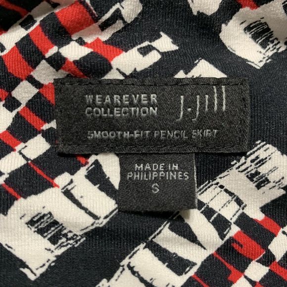 J Jill Skirt Adult Small Red Black Wearever Collection Pencil Skirt Smooth Fit - Picture 13 of 16